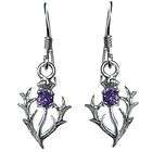 Sterling Silver Scottish Thistle Drop Earrings