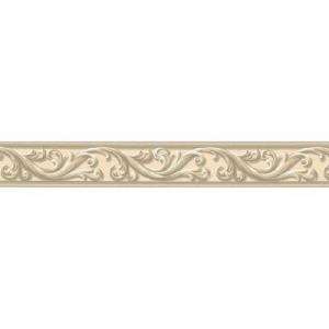 The Wallpaper Company 4.5 in X 15 Ft Beige Architectural Scroll Border 