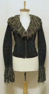 NWT $89 Women Fril Trim Women Denim Jacket blazer