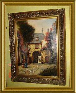 ANTIQUE FRENCH SIGNED XAVIER SAGER LARGE OIL PAINTING.  