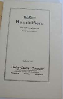 Old Parks Cramer Co. Booklet Industrial Humidifiers  