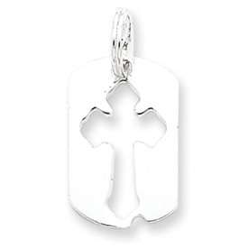 Sterling Silver Dog Tag Cross Charm FREE USA SHIPPING  