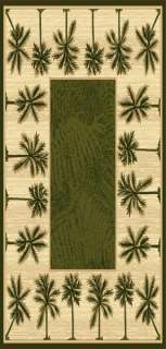 OASIS TROPICAL PALM TREE DESIGN 5X8 AREA RUG, CARPET GREEN BEACH 