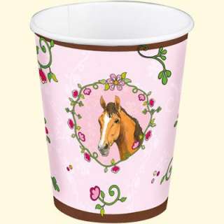   Girls Pink HORSE FRIENDS PARTY CUPS/PLATES/NAPKINS/BUNTING pony  