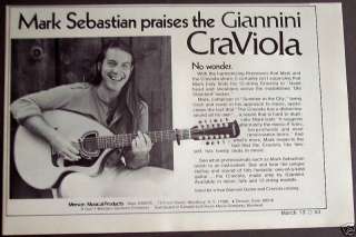 1975 Mark Sebastian Giannini CraViola Guitar vintage ad  
