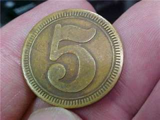 Good For 5 cents in Trade Brass Token Coin Antique  