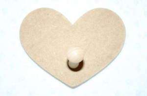 Unfinished Wooden Wall Peg ~ Ready to Paint ~ HEART  
