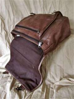Distressed Briefcase Mail Bag Tanned Full Grain Leather Vintage Laptop 