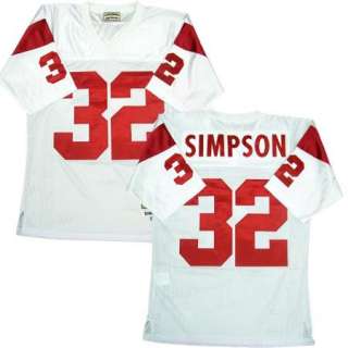 USC Trojans #32 OJ Simpson Sewn Memorial White Throwback Mens Size 
