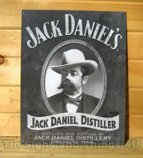 Jack Daniels Portrait TIN SIGN whiskey ad bar vtg metal wall decor 