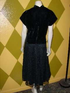 Beautiful Vintage Velvet & Lace Dress, Removable Slip  