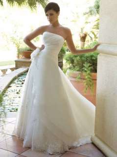 custom White/ivory chiffon&lace A line Wedding Dress bridal gown 