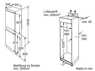 158cm Einbau Kühlschrank mit Gefrierfach BOSCH KIL28A51  
