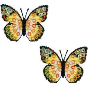  Expo MBP102YL Iron On Embroidered Sequin Butterfly 