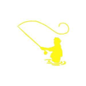  Fly Fishing Large 10 Tall YELLOW vinyl window decal 