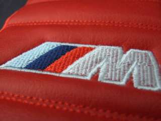 BMW M Seat Belt Lock Cover Red Embroidered Leather  