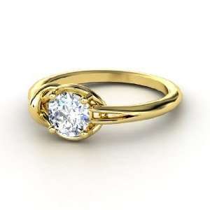  Hercules Knot Ring, Round Diamond 18K Yellow Gold Ring 