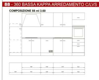 CUCINA MODERNA WENGHE IN 8 COLORI L.300 x h.215  