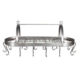  HSM Stainless Steel Oval Ceiling Mounted Pot Rack with 