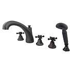 Kingston Brass Oil Rubbed Bronze Roman Tub Filler Faucet with Sprayer