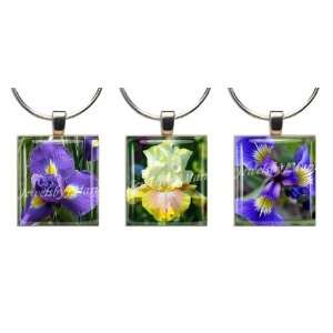  IRIS FLOWERS ~ Scrabble Tile Wine Glass Charms ~ Set #2 