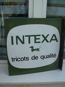 Ancienne plaque tole émaillée 2 face INTEXA Tricot de qualité deco 