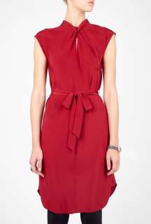 Jaeger London  Red Knot Front Silk Dress by Jaeger