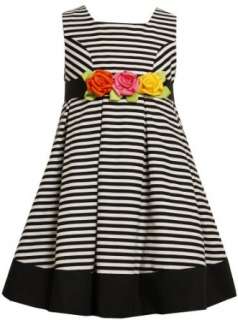 Bonnie Jean Girls 7 16 Stripe Dress with Satin Roses  