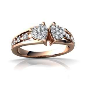  14k Rose Gold White Diamond Heart to Heart Ring Size 4.5 Jewelry