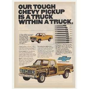  1977 Chevy Fleetside Pickup Truck Within a Truck Print Ad 