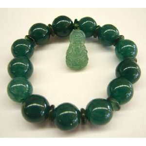 com Fashion Jewelry ~ Kuan Yin Green Jade Stone Bracelet (Bring Good 