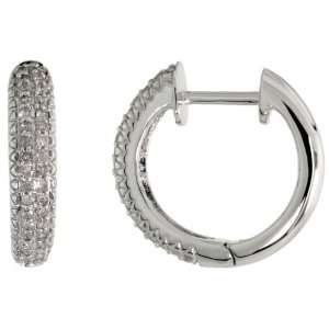  14k White Gold Huggie Hoop Diamond Earrings, w/ 0.30 Carat 