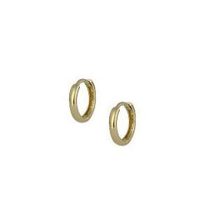  14K Yellow Gold Plain Huggie Hoop Earrings For Children Jewelry