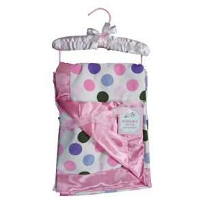   Polka Dot Baby Girl Blanket with Matching Satin Hanger Gift Set Baby