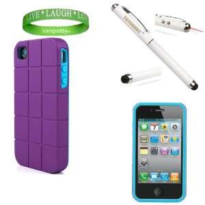  Shock Absorbent Purple iPhone 4S hard Case with Sky Blue 