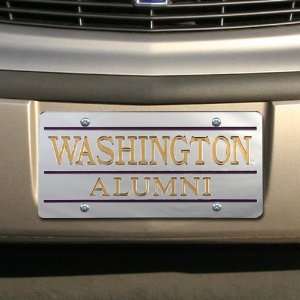   Washington Huskies Silver Mirrored Alumni License Plate Automotive