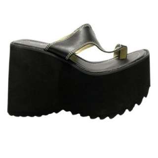  Womens Platform Wedge Toe Loop Sandals Black 4 11 Shoes