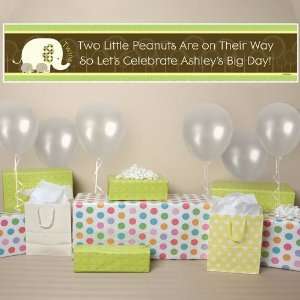   Twin Baby Elephants   Personalized Baby Shower Banner Toys & Games