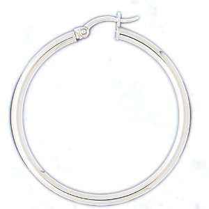  14kt White Gold 3mm Hoop Earrings Jewelry