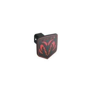  Bully Chrome Logo Hitch Covers   BLACK AND RED DODGE LOGO 