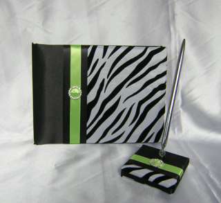 Zebra Print Wedding Card Box Quinceanera Sweet Sixteen Guest Book Pen 