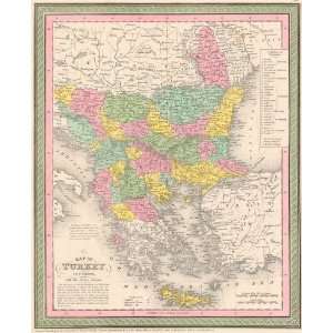 Mitchell 1850 Antique Map of Turkey in Europe  Kitchen 