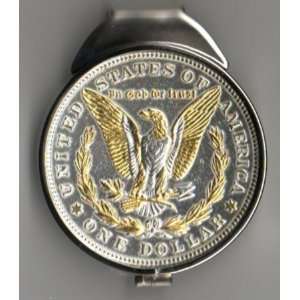 loaded) Money clip   U.S. .Morgan Silver dollar (reverse gold & silver 