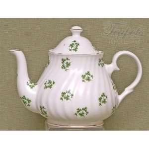    Heirloom Shamrock Bone China Teapot, 6 cup