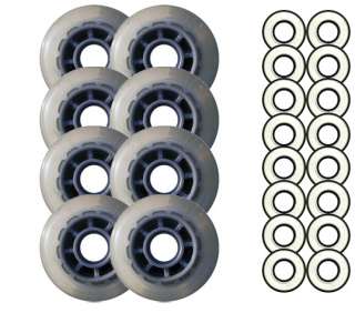 Clear / Silver Inline Skate Wheels 78mm 78a + ABEC 9S  