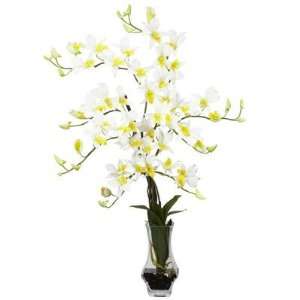  Nearly Natural Dendrobium w/Curved Vase Silk Flower 