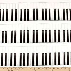  44 Wide Beautiful Voices Piano Keys Cream/Black Fabric 