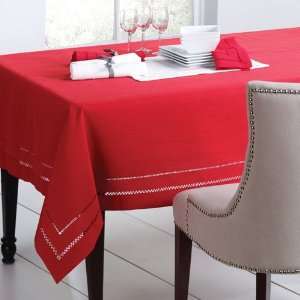  Red Hemstitch Oblong Tablecloth   60x120