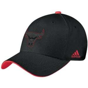  adidas Chicago Bulls Black Tonal Flex Fit Hat Sports 