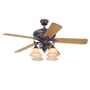   Blade Ceiling Fan, Weathered Antique Brass with Aged Alabaster Globes